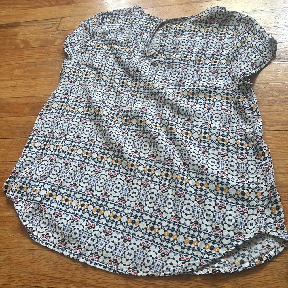 Patterned Short Sleeve Blouse Top - image 2